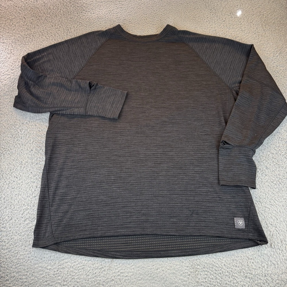 Ariat Rebar Grid work Baselayer Men's Pullover Size Xxl Black Textured Gridwork